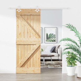 Sliding door with solid pine wood fittings 80x210 cm by , Doors - Ref: Foro24-3203176, Price: 192,12 €, Discount: %