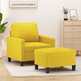 Armchair with stool light yellow fabric 60 cm by , Sofas - Ref: Foro24-3201034, Price: 211,99 €, Discount: %