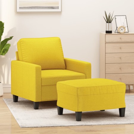 Sillón con taburete tela amarillo claro 60 cm de , Sofás - Ref: Foro24-3201034, Precio: 212,27 €, Descuento: %