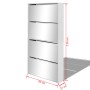 Shoe cabinet 4 compartments white mirror 63x17x134 cm by vidaXL, Shoe racks and shoe organizers - Ref: Foro24-273936, Price: ...