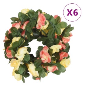 Artificial flower garlands 6 pcs sunset red 250 cm by , Crowns and garlands - Ref: Foro24-359041, Price: 16,66 €, Discount: %