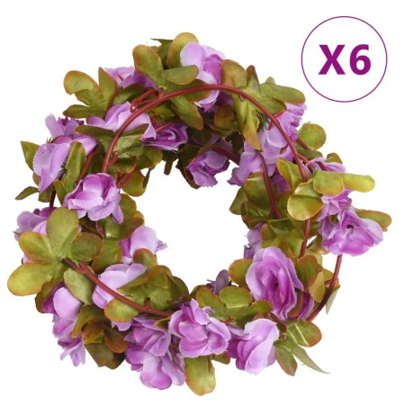 Guirnaldas de flores artificiales 6 uds morado claro 250 cm de , Coronas y guirnaldas - Ref: Foro24-359043, Precio: 13,66 €, ...