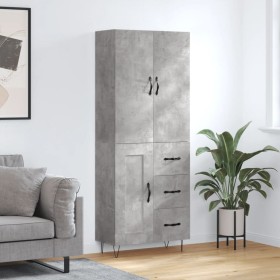 Concrete gray plywood tall sideboard 69.5x34x180 cm by , Sideboards - Ref: Foro24-3198109, Price: 166,99 €, Discount: %