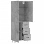 Concrete gray plywood tall sideboard 69.5x34x180 cm by , Sideboards - Ref: Foro24-3198109, Price: 162,31 €, Discount: %