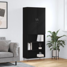 Aparador alto madera contrachapada negro 69,5x34x180 cm de , Aparadores - Ref: Foro24-3198114, Precio: 140,90 €, Descuento: %