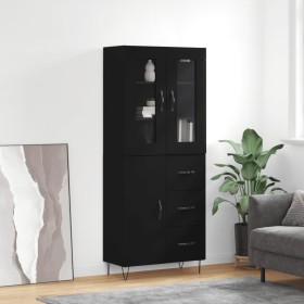 Aparador alto madera contrachapada negro 69,5x34x180 cm de , Aparadores - Ref: Foro24-3198498, Precio: 199,02 €, Descuento: %