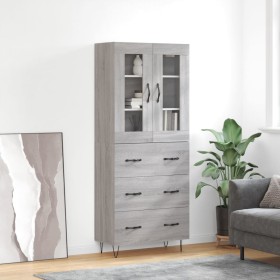 Aparador alto madera contrachapada gris sonoma 69,5x34x180 cm de , Aparadores - Ref: Foro24-3198439, Precio: 177,99 €, Descue...