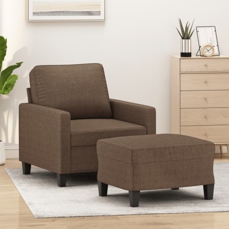 Brown fabric armchair with stool 60 cm by , Sofas - Ref: Foro24-3201032, Price: 212,27 €, Discount: %