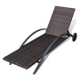 Lounger with cushion and wheels, brown synthetic rattan by vidaXL, Loungers - Ref: Foro24-42488, Price: 163,23 €, Discount: %