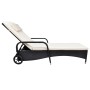 Sun lounger with cushion and black synthetic rattan wheels by vidaXL, Loungers - Ref: Foro24-42475, Price: 145,99 €, Discount: %