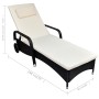 Sun lounger with cushion and black synthetic rattan wheels by vidaXL, Loungers - Ref: Foro24-42475, Price: 145,99 €, Discount: %