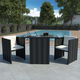 Garden bistro table and chairs 3 pieces and black poly rattan cushions by vidaXL, Garden sets - Ref: Foro24-42484, Price: 257...