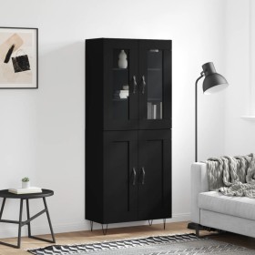 Aparador alto madera contrachapada negro 69,5x34x180 cm de , Aparadores - Ref: Foro24-3198370, Precio: 183,82 €, Descuento: %