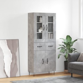 Concrete gray plywood tall sideboard 69.5x34x180 cm by , Sideboards - Ref: Foro24-3198565, Price: 161,99 €, Discount: %