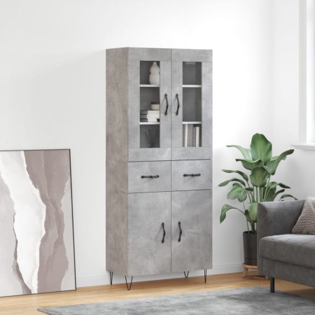 Concrete gray plywood tall sideboard 69.5x34x180 cm by , Sideboards - Ref: Foro24-3198565, Price: 161,57 €, Discount: %