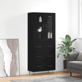 Tall black plywood sideboard 69.5x34x180 cm by , Sideboards - Ref: Foro24-3198434, Price: 209,34 €, Discount: %