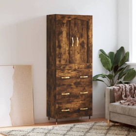 Tall smoked oak plywood highboard 69.5x34x180 cm by , Sideboards - Ref: Foro24-3199734, Price: 159,62 €, Discount: %