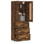 Tall smoked oak plywood highboard 69.5x34x180 cm by , Sideboards - Ref: Foro24-3199734, Price: 166,36 €, Discount: %