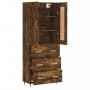 Tall smoked oak plywood highboard 69.5x34x180 cm by , Sideboards - Ref: Foro24-3199734, Price: 166,36 €, Discount: %