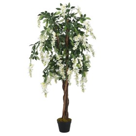 Artificial wisteria tree with 840 green and white leaves, 120 cm tall. by , artificial flora - Ref: Foro24-359007, Price: 90,...