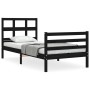 Black solid wood bed frame with headboard by , Beds and slatted bases - Ref: Foro24-3194800, Price: 111,99 €, Discount: %