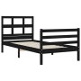 Black solid wood bed frame with headboard by , Beds and slatted bases - Ref: Foro24-3194800, Price: 111,99 €, Discount: %