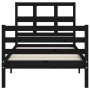 Black solid wood bed frame with headboard by , Beds and slatted bases - Ref: Foro24-3194800, Price: 111,99 €, Discount: %