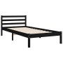 Black solid wood bed frame with headboard by , Beds and slatted bases - Ref: Foro24-3194800, Price: 111,99 €, Discount: %