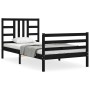 Estructura de cama con cabecero madera maciza negro de , Camas y somieres - Ref: Foro24-3193890, Precio: 111,44 €, Descuento: %