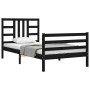 Estructura de cama con cabecero madera maciza negro de , Camas y somieres - Ref: Foro24-3193890, Precio: 111,44 €, Descuento: %