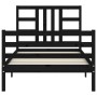 Estructura de cama con cabecero madera maciza negro de , Camas y somieres - Ref: Foro24-3193890, Precio: 111,44 €, Descuento: %