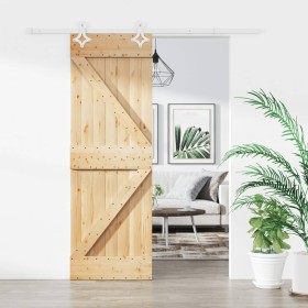 Puerta corredera con herrajes madera maciza de pino 70x210 cm de , Puertas - Ref: Foro24-3203173, Precio: 193,96 €, Descuento: %