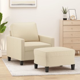 Sillón con taburete tela crema 60 cm de , Sofás - Ref: Foro24-3201031, Precio: 209,99 €, Descuento: %