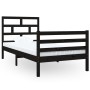 Black solid wood single bed frame 90x190 cm by , Beds and slatted bases - Ref: Foro24-3101252, Price: 121,19 €, Discount: %