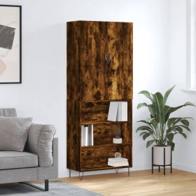 Aparador alto madera contrachapada roble ahumado 69,5x34x180 cm de , Aparadores - Ref: Foro24-3198118, Precio: 130,99 €, Desc...