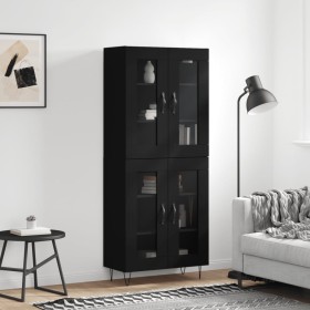 Aparador alto madera contrachapada negro 69,5x34x180 cm de , Aparadores - Ref: Foro24-3198306, Precio: 187,63 €, Descuento: %