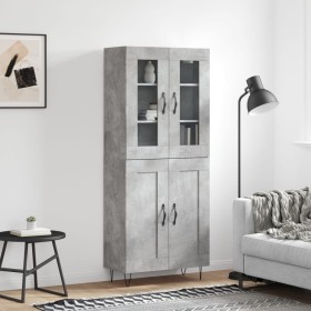 Concrete gray plywood tall sideboard 69.5x34x180 cm by , Sideboards - Ref: Foro24-3198373, Price: 158,99 €, Discount: %