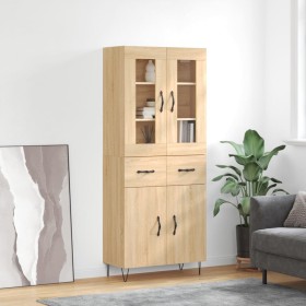 Aparador alto madera contrachapada color roble 69,5x34x180 cm de , Aparadores - Ref: Foro24-3198564, Precio: 161,99 €, Descue...