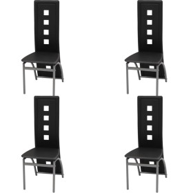 Sillas de comedor 4 unidades cuero sintético negro de vidaXL, Sillas de comedor - Ref: Foro24-243645, Precio: 192,99 €, Descu...