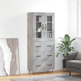 Concrete gray plywood tall sideboard 69.5x34x180 cm by , Sideboards - Ref: Foro24-3198437, Price: 172,39 €, Discount: %