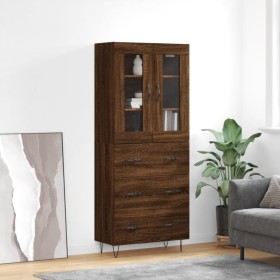 Tall oak brown plywood sideboard 69.5x34x180 cm by , Sideboards - Ref: Foro24-3198440, Price: 179,41 €, Discount: %