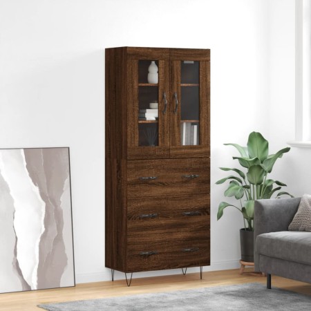 Tall oak brown plywood sideboard 69.5x34x180 cm by , Sideboards - Ref: Foro24-3198440, Price: 172,99 €, Discount: %