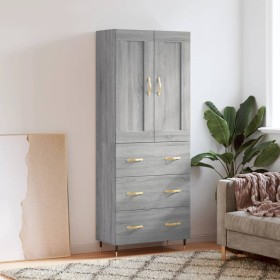 High sideboard sonoma gray plywood 69.5x34x180 cm by , Sideboards - Ref: Foro24-3199735, Price: 166,88 €, Discount: %