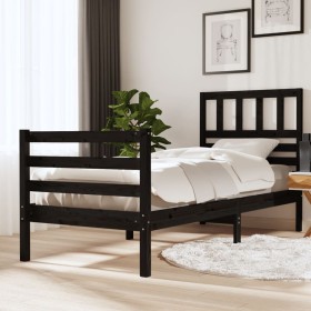 Estructura de cama madera maciza negro individual 90x190 cm de , Camas y somieres - Ref: Foro24-3101057, Precio: 116,99 €, De...