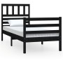 Single black solid wood bed frame 90x190 cm by , Beds and slatted bases - Ref: Foro24-3101057, Price: 116,60 €, Discount: %