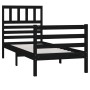 Single black solid wood bed frame 90x190 cm by , Beds and slatted bases - Ref: Foro24-3101057, Price: 116,60 €, Discount: %