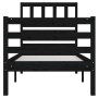 Single black solid wood bed frame 90x190 cm by , Beds and slatted bases - Ref: Foro24-3101057, Price: 116,60 €, Discount: %