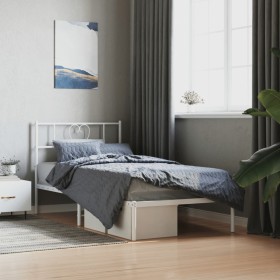 Estructura de cama de metal con cabecero blanco 100x200 cm de , Camas y somieres - Ref: Foro24-355507, Precio: 62,99 €, Descu...