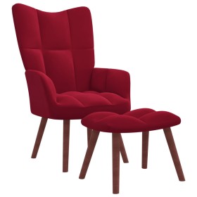 Sillón de relax con taburete terciopelo rojo tinto de , Sillones - Ref: Foro24-328067, Precio: 134,50 €, Descuento: %