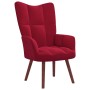 Relaxation armchair with red velvet stool by , Armchairs - Ref: Foro24-328067, Price: 134,50 €, Discount: %